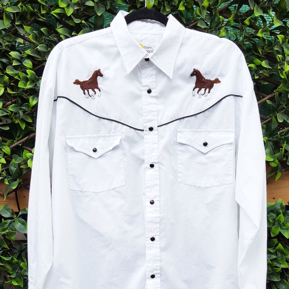 1970s white embroidered western shirt - Picture 1 of 7